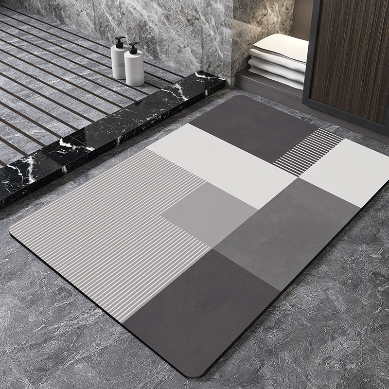 Quick Dry Diatomite Bath Mat - Alfombra de baño de diatomita geométrica
