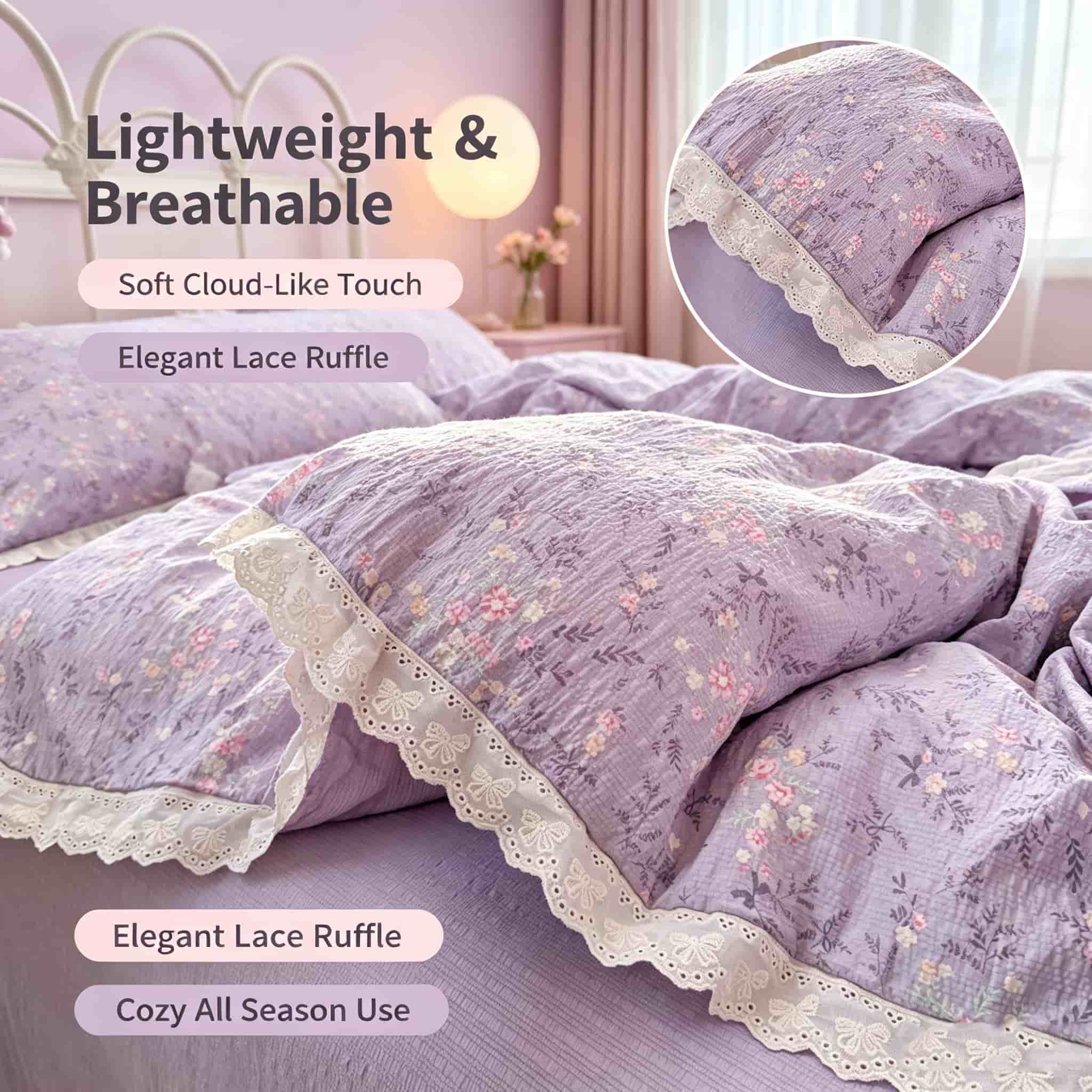 Aesthetic Floral Duvet Cover - Juego de ropa de cama de