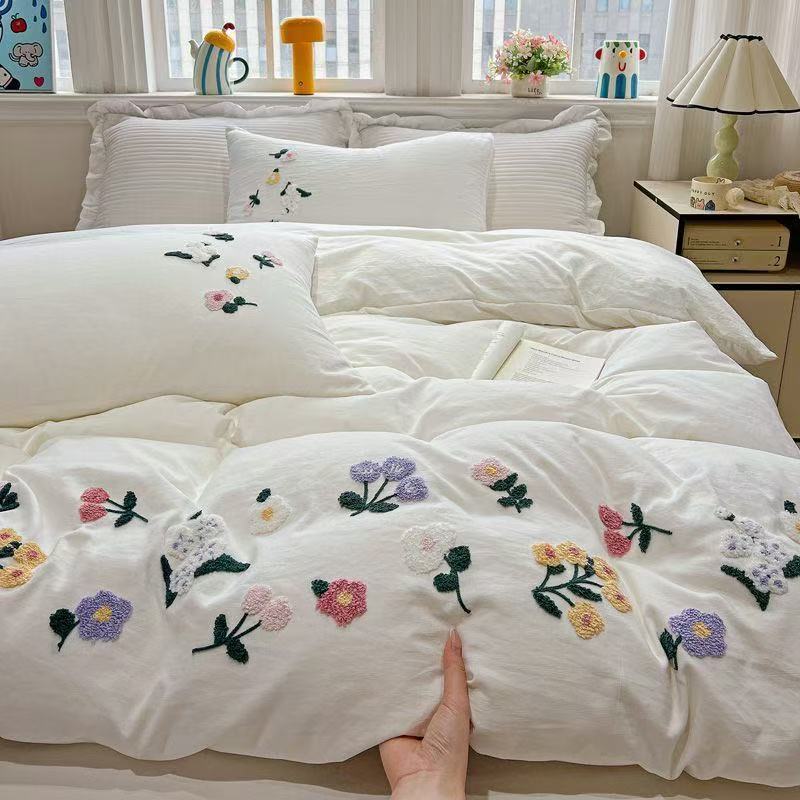Aesthetic Floral Duvet Cover - Funda de edredón con bordados florales