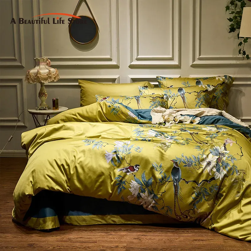 Aesthetic Floral Duvet Cover - Juego de cama de algodón egipcio