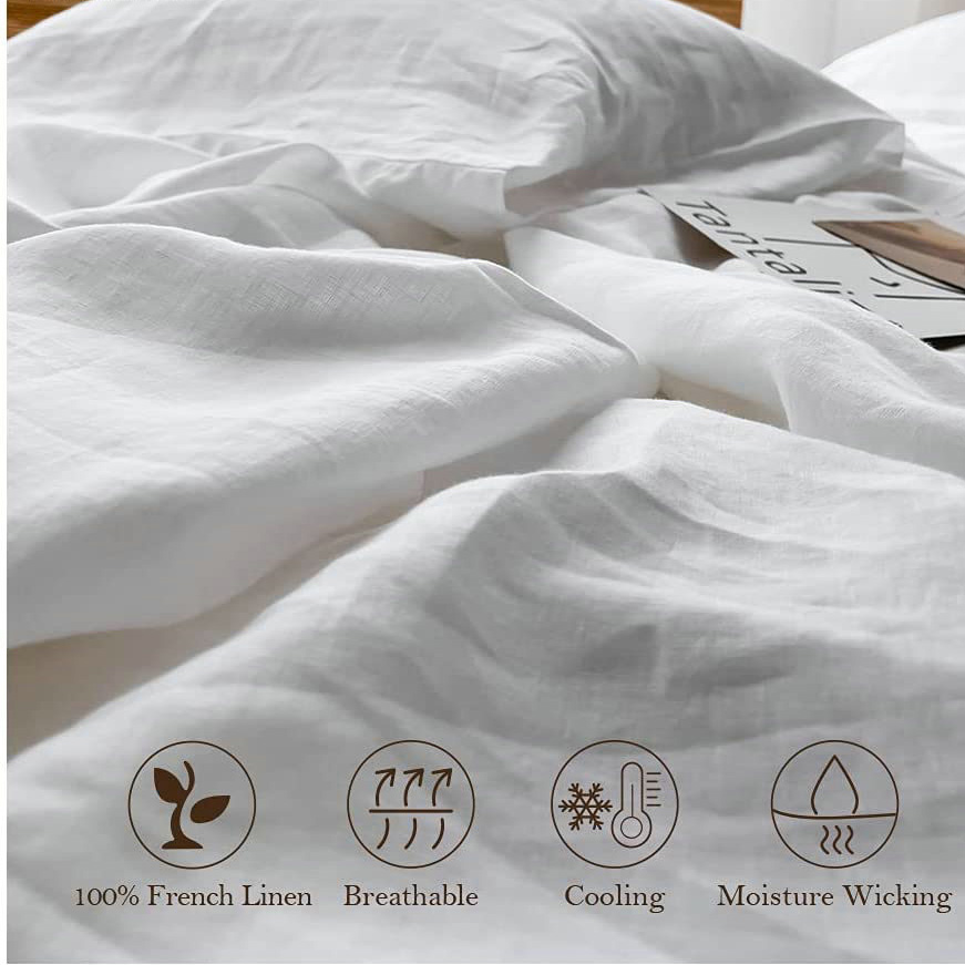 Juego de Sábanas de Lino 100%  - Fitted Bed Sheets Deep Pocket reseña y precio