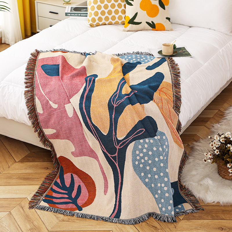 Manta textil con patrones de p - Boho Throw Blanket Fringe reseña y precio