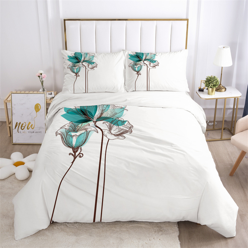 Juego de cama de hojas florale - Aesthetic Floral Duvet Cover reseña y precio
