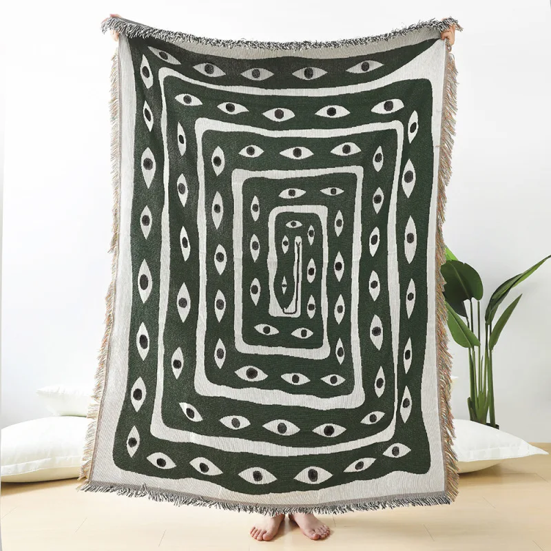 Manta Jacquard con Ojo Turco V - Boho Throw Blanket Fringe reseña y precio