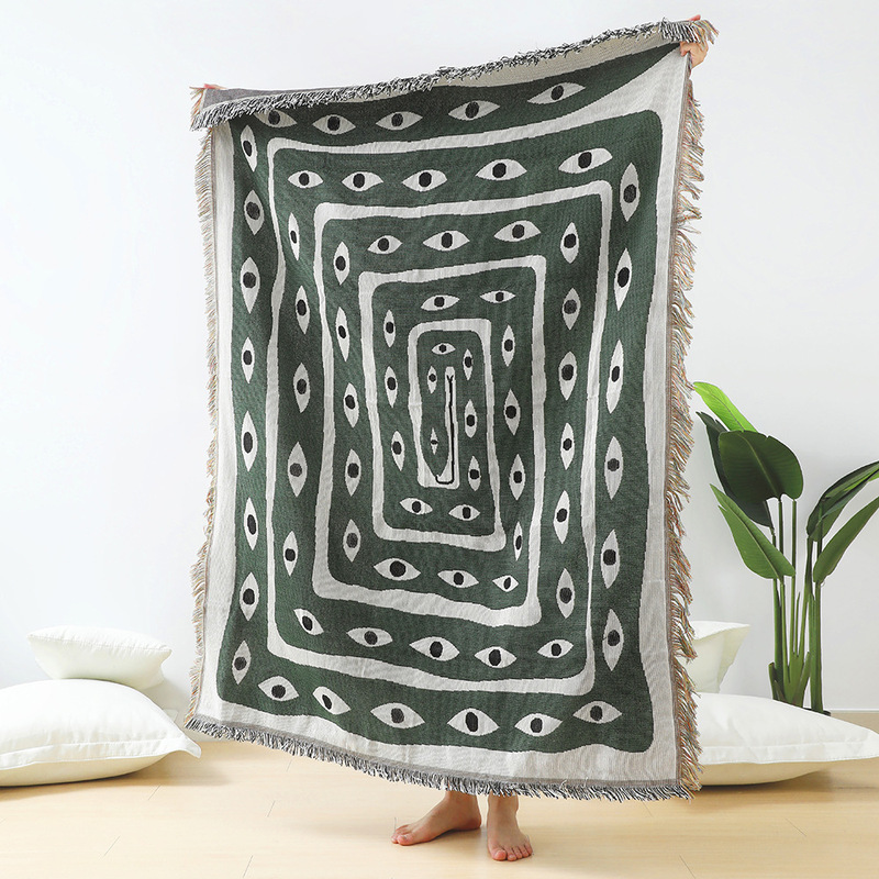 Manta Jacquard con Ojo Turco V - Boho Throw Blanket Fringe reseña y precio